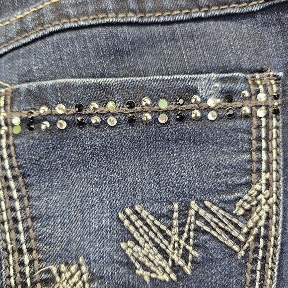 BKE Madison Skinny Jeans Womens Size 26x31.5 Dark Wash Embroidered Stretch - Picture 6 of 12